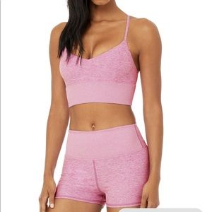 Alo Yoga Alosoft Lavish Bra & Aura Short in Pink Lavender Heather